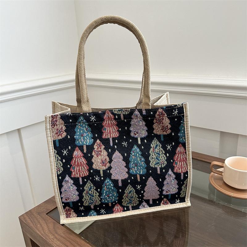 MOJOTO Linen Bag Hand-painted Cotton Sacks Jute Portable Imitation Sacks Linen Bags Shopping Bags Laminated Bags