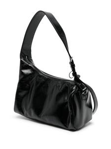System asymmetrical leather shoulder bag - Zwart