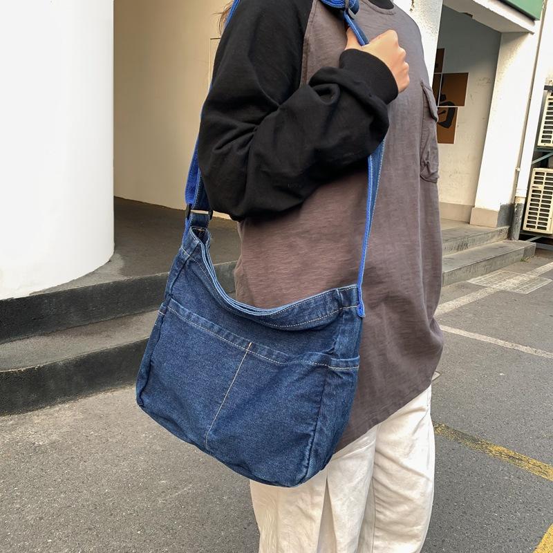 Kuluosidi Female Denim Shoulder Bag Student Class Crossbody Bag