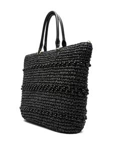 TWINSET crochet raffia tote bag - Zwart