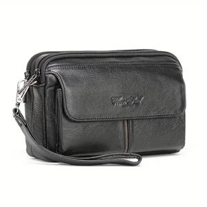 LSZ Genuine Leather Clutch Purse Wallet For Men, Wristlet Business Bag, Multifunctional Handbag Envelope Bag