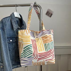 Yogodlns Large Capacity Tote Bag Luxury Designer Handbags For Women Brand Canvas Shoulder Bag Ladies Stripe Shopper Bags