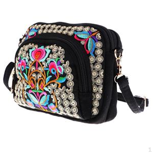 Hobbies mall Vintage Embroidery Women Handbag Wood Beads Travel Shoulder Bag 19x14cm #1