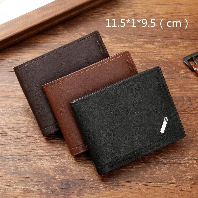 Enjoytime H Men's Short Frosted Leather Wallet, Multi-Slot Coin Pocket Photo Holder Small Men's Wallet