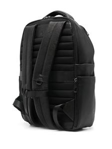 PIQUADRO logo-plaque leather laptop backpack - Zwart