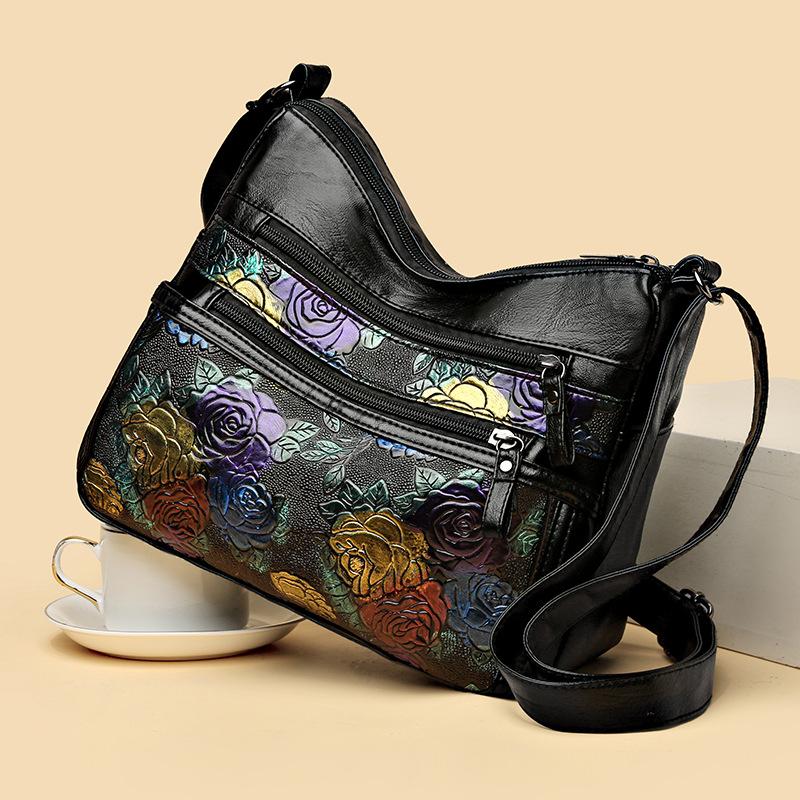 Kuluosidi Mother Bag Female Multi-Pocket Large Capacity Crossbody Bag Flower Print Shoulder Bag