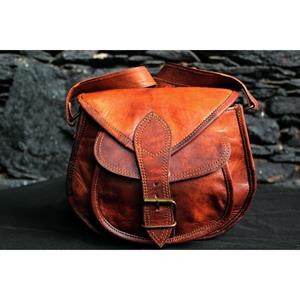 Vintage Goat leather Bags Dames Vintage Echt Bruin Lederen Messenger Schouder Cross Body Bag Nieuw