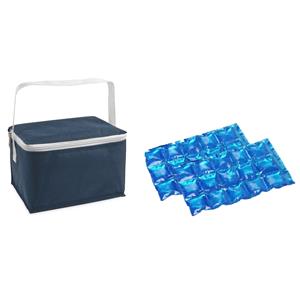 Merkloos Kleine koeltas voor lunch blauw met 2 stuks flexibele koelelementen 3.5 liter -