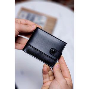Santra Sports Wear Original Classic Stylish Thin Leather Snap Wallet Portfolio 10 Credit Card Holders Black