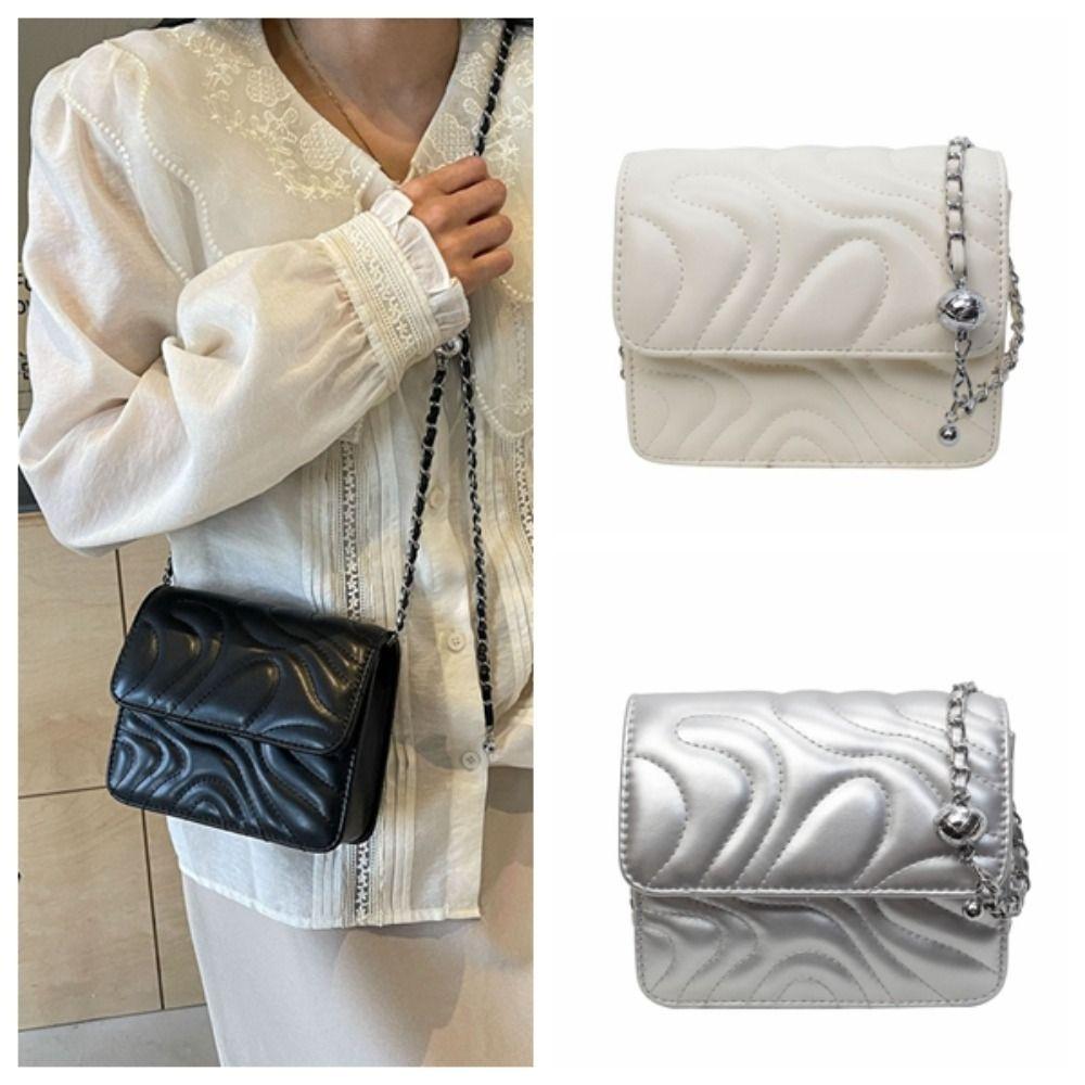 PLKOmndhk3 PU Leather Handbag Decorative Chain Shoulder Bag New Makeup Bag  Women