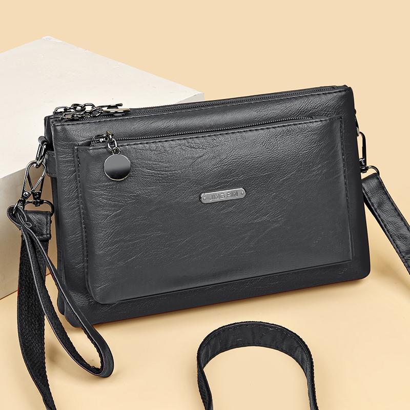 Kuluosidi Soft Leather Envelope Bag Mother's Bag Mobile Phone Coin Purse Bag Female Multi-Layer Shoulder Crossbody Bag