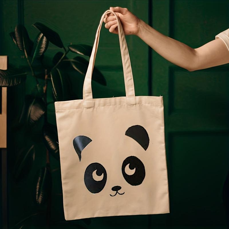 Tongjji-Daily necessities Super schattige Panda Tote Bag - Canvas Tote Bag Esthetisch voor vrouwen, Leuke herbruikbare stoffen katoenen tassen voor winkelen School Strand Trendy geschenken