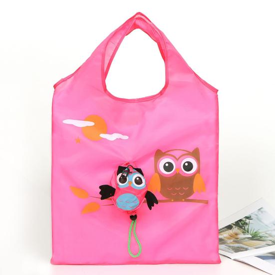 Eddya Shopping Bag Cartoon Owl Foldable Large Capacity Strong Load Bearing Waterproof Durable Reusable Tote Shopping Bag