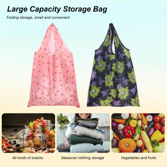 Eddya Shopping Bag Large Capacity Tote Bag Durable Reusable Shopping Handbag Foldable Storage Pouch with Hook Fashion Accessory for Women
