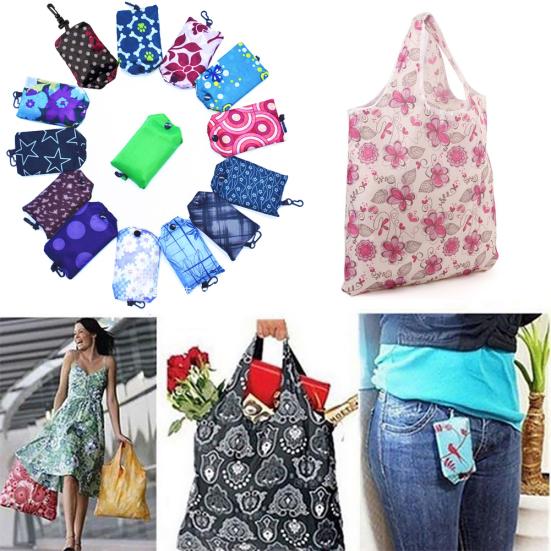 Worry free storage Fashion Foldable Shopping Travel Casual Grocery Storage Bag Tote Pouch Handbag