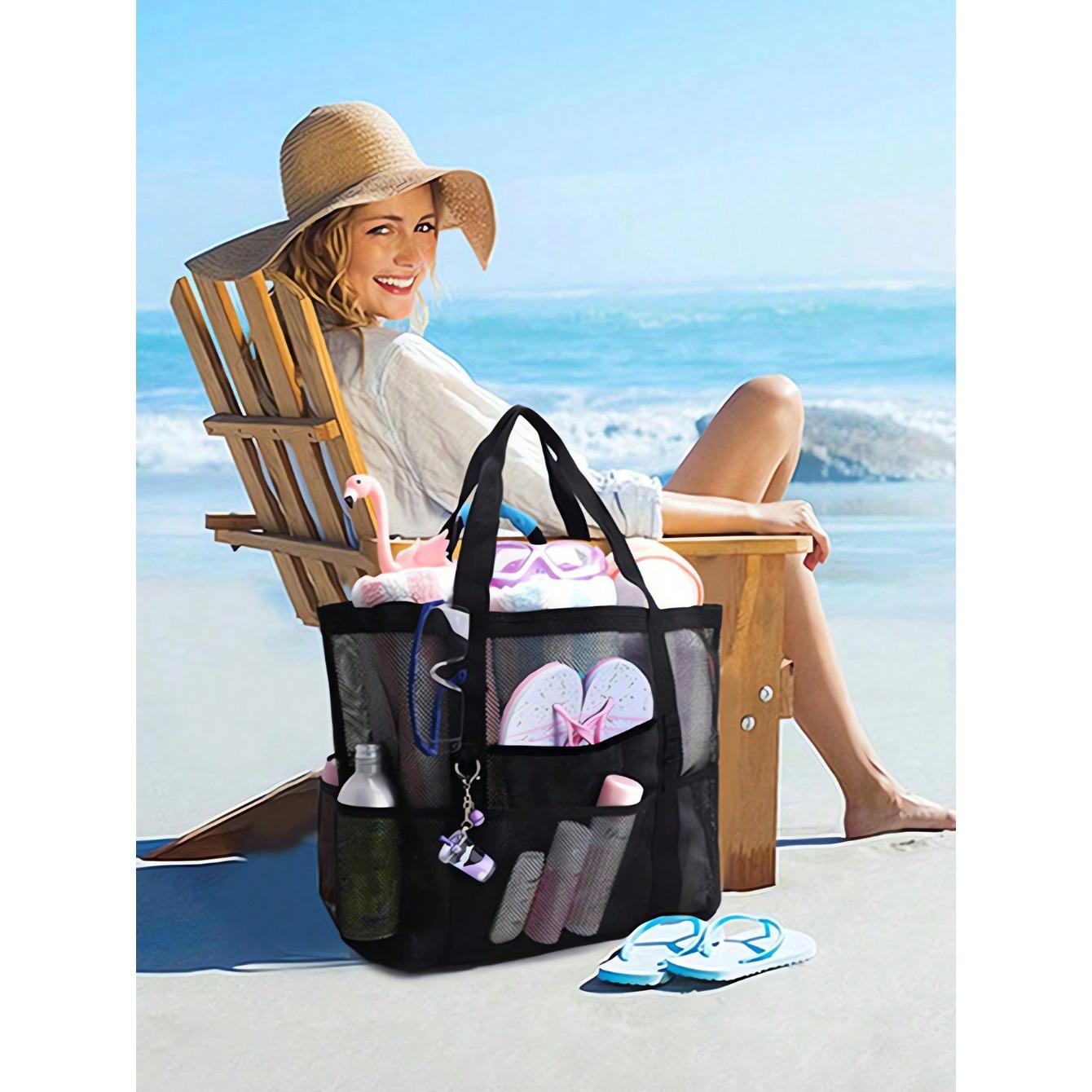 Starry Goods Large Capacity Waterproof Beach Bag,Lightweight Foldable Beach Bag, Portable Travel Bag, Mesh Beach Bag - Sandproof Swim Tote Bag