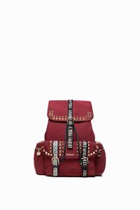 Desigual Rugzak met studs en lettering op de banden - RED