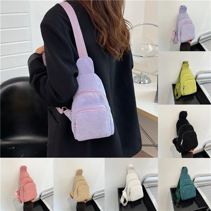 Comple Women Chest Bags Crossbody Shoulder Bag Girls Corduroy Messenger Pack
