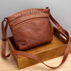 Aliwood Retro Damestas Dubbele Rits Zacht Leer Dame Schouder Messenger Bags Designer Dames Crossbody Tassen Handtassen