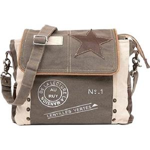 Vintage Goat leather Bags Leren sterschoudertas, verstelbaar handvat, canvas crossbodytas