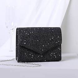 Light in the box Dames avondtasje clutch bags polyester voor avondbruidsfeest met paillettenketting in effen kleur zwart wit champagne