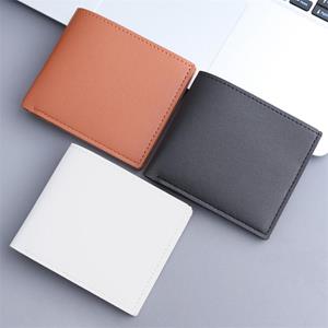 On the beach Fashion Men Solid Color Wallet Short Style Wallets Pu Leather Money Clips with Multiple Card Slots Wallet Men Purses