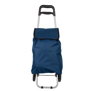 Merkloos Boodschappentrolley tas op wielen - Shop and Go - blauw - 92 x 35 x 28 cm - liter -