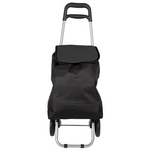 Merkloos Boodschappentrolley tas op wielen - Shop and Go - zwart - 92 x 35 x 28 cm - liter -