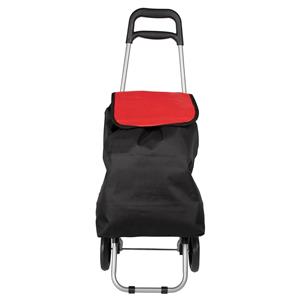 Merkloos Boodschappentrolley tas op wielen - Shop and Go - zwart/rood - 92 x 35 x 28 cm - liter -