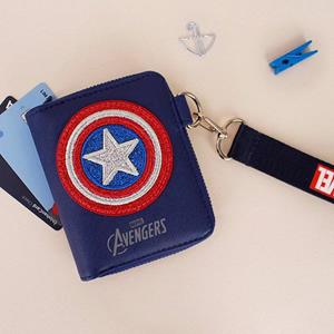 Board M Factory Marvel Captain America Glitter Strap Portemonnee Munttransportkaart Portemonnee Ritstype 2-voudige halve portemonnee Verjaardagsgroepscadeau