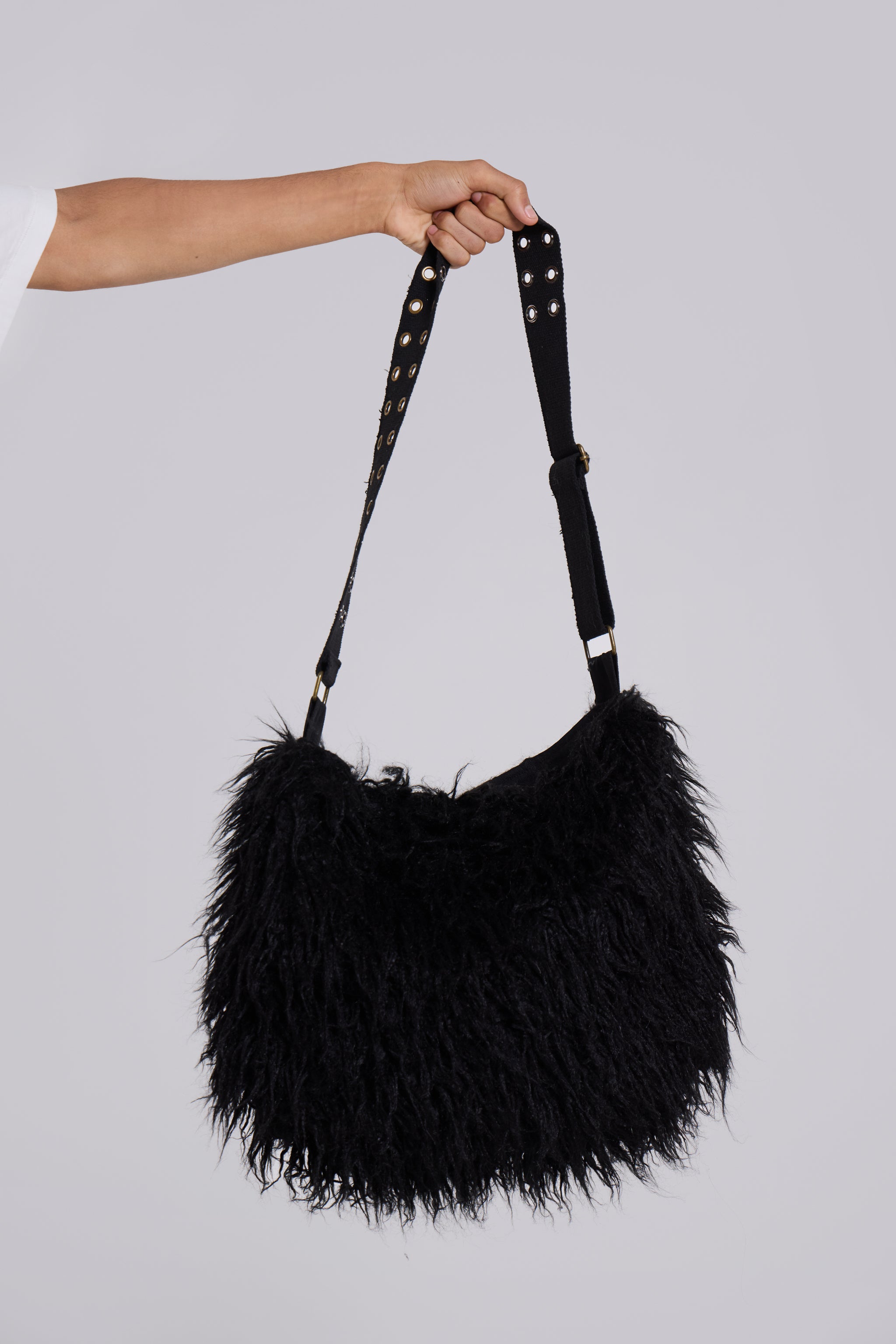 Jaded Man Blackout Faux Fur Sling Bag