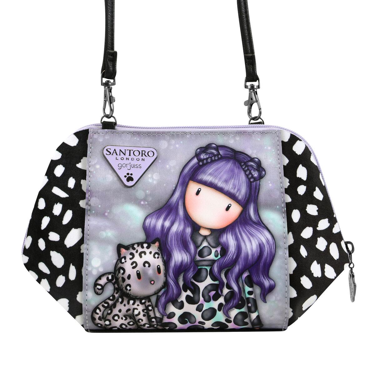 Gorjuss Sac à Bandoulière  Smitten kitten Noir Blanc (26 x 15,5 x 9,5 cm)