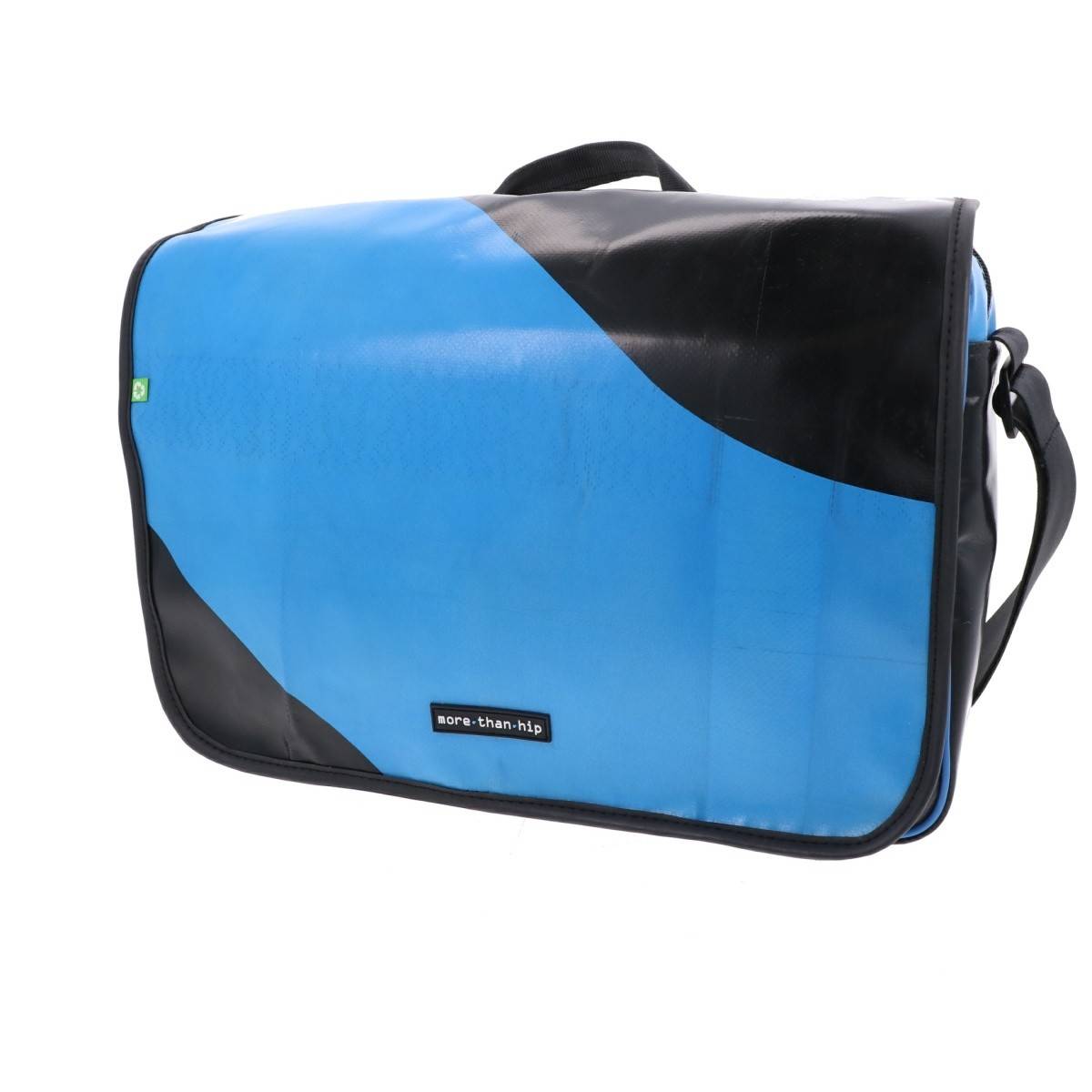 Waterdichte 15,6 inch laptoptas gerecycled vrachtwagenzeil - Rome zwart/blauw