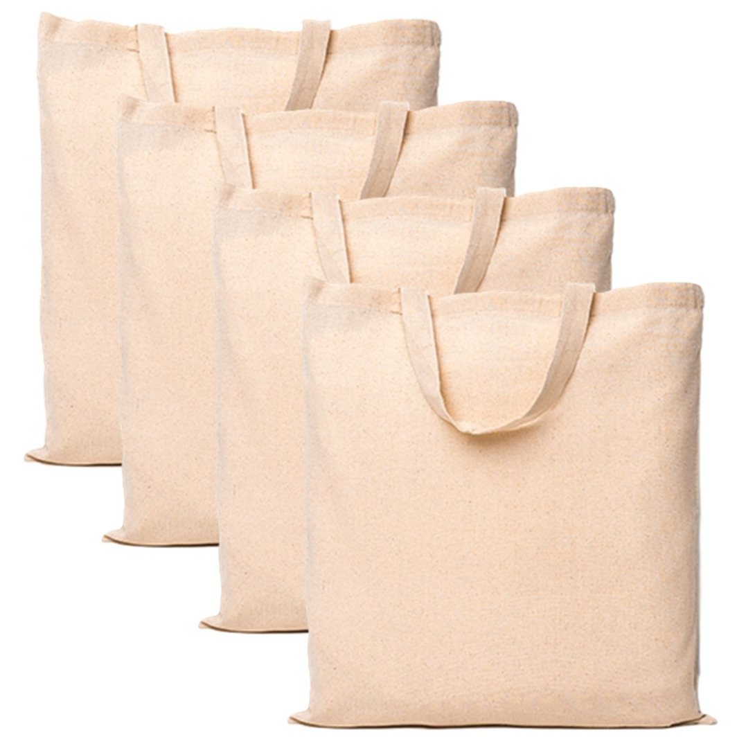 Bella Katoenen boodschappen tas - 4x - naturel - 100% katoen - draagtasjes - x cm -