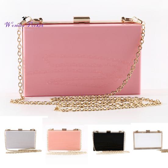 Wonder Pocket Dames transparante crossbody acryl clutch tas met ketting voor feest/bruiloft