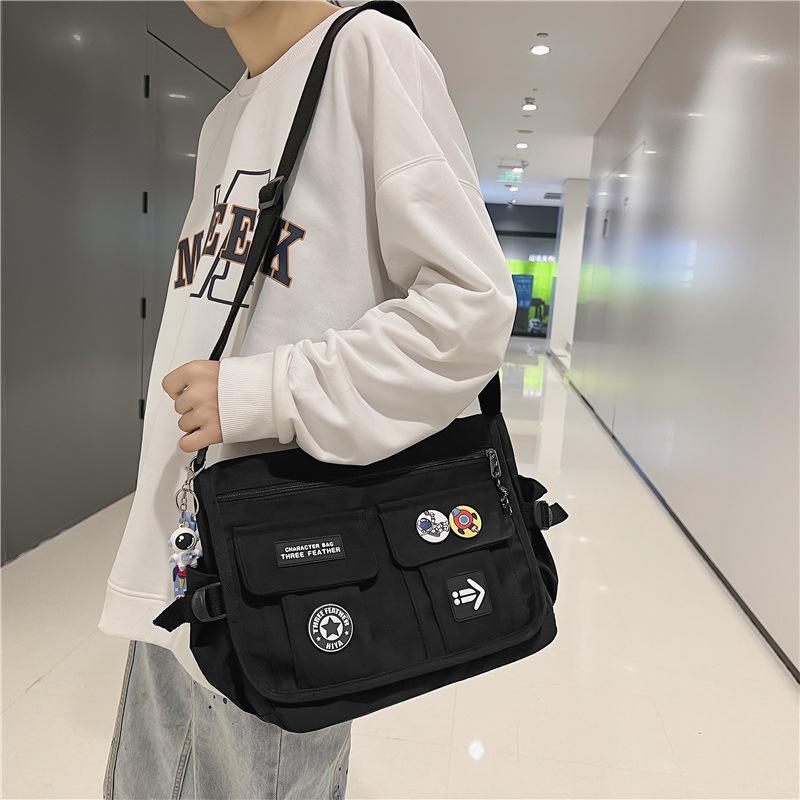 DR-clothing Nieuwe Crossbody Tas Heren Tide Satchel Canvas Student Messenger Bag Vrouwelijke Rugzak Casual Schoudertas