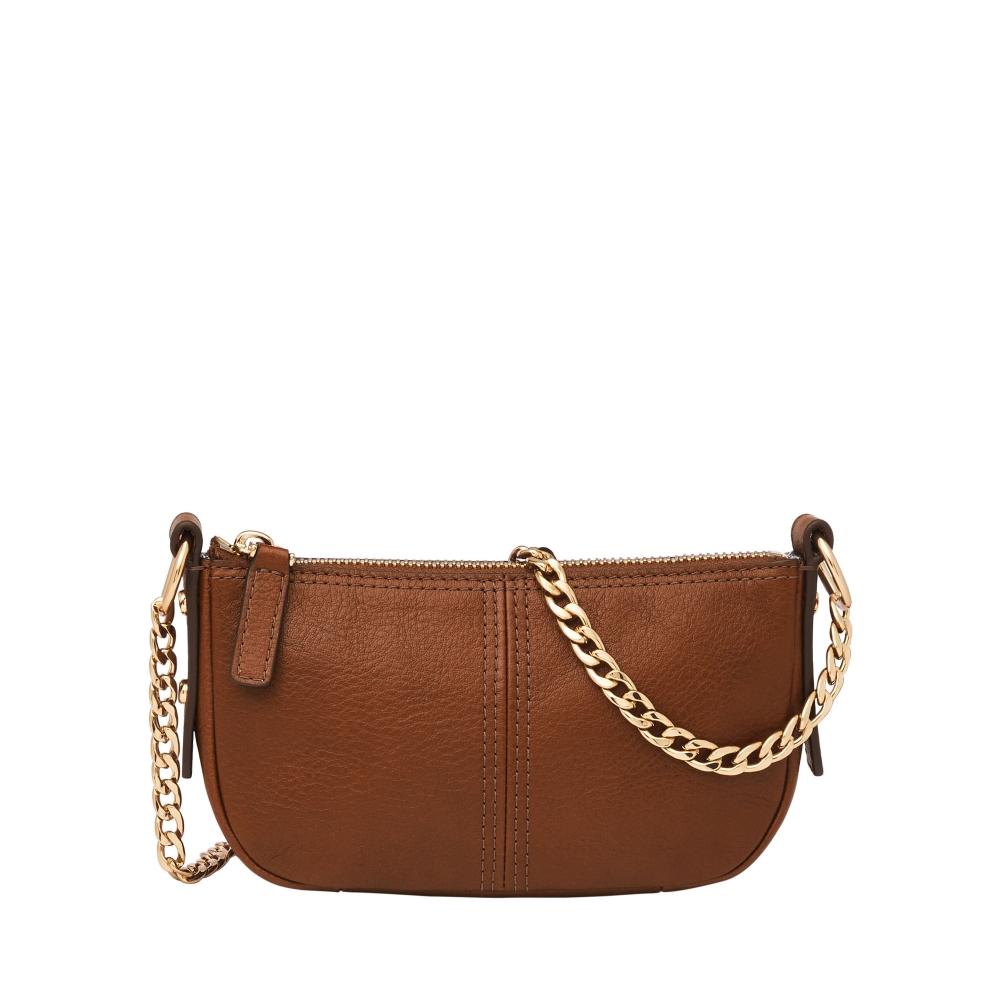 New Buy PremiumOutlet Fossil Women s Jolie LiteHide Leather Mini Baguette Crossbody brown