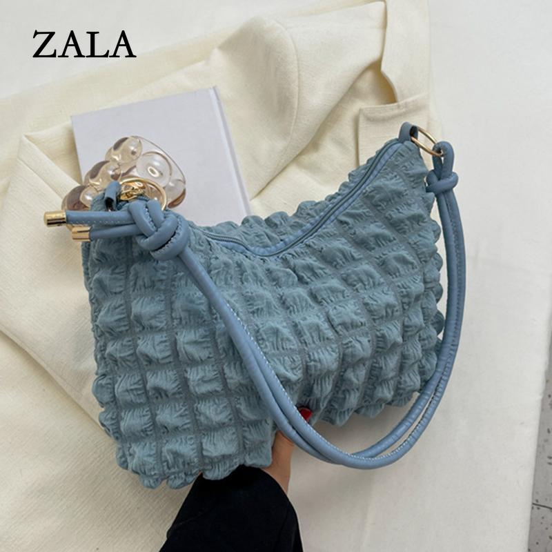 ZALA Bag Dames minimalistische temperament schoudertas Zachte geplooide onderarmtas Dames lente en zomer Nieuwe crossbody tas Kleine vierkante tas 27x8x20cm