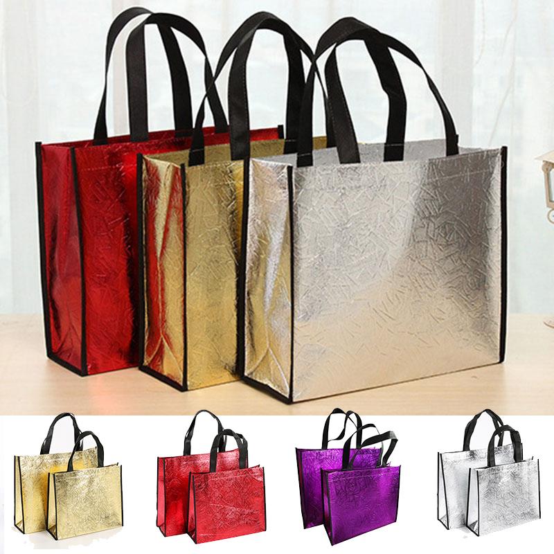 3FashionAccessory Mode laser boodschappentas opvouwbare eco boodschappentas grote herbruikbare opslag cadeautas tote waterdichte stof niet-geweven handtas S rood