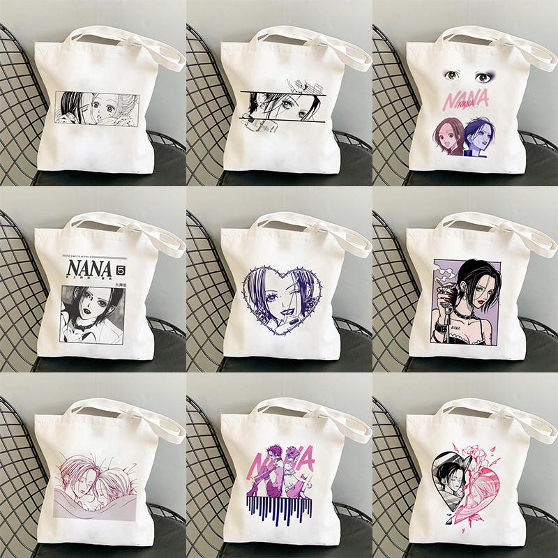 Aidegou2 Boodschappentassen Nana Anime Manga Ren Honjo Kawaii Meisje Shopper Bag Print Canvas Draagtas Handtassen Vrouwen Tas Harajuku Schoudertas 24*26cm