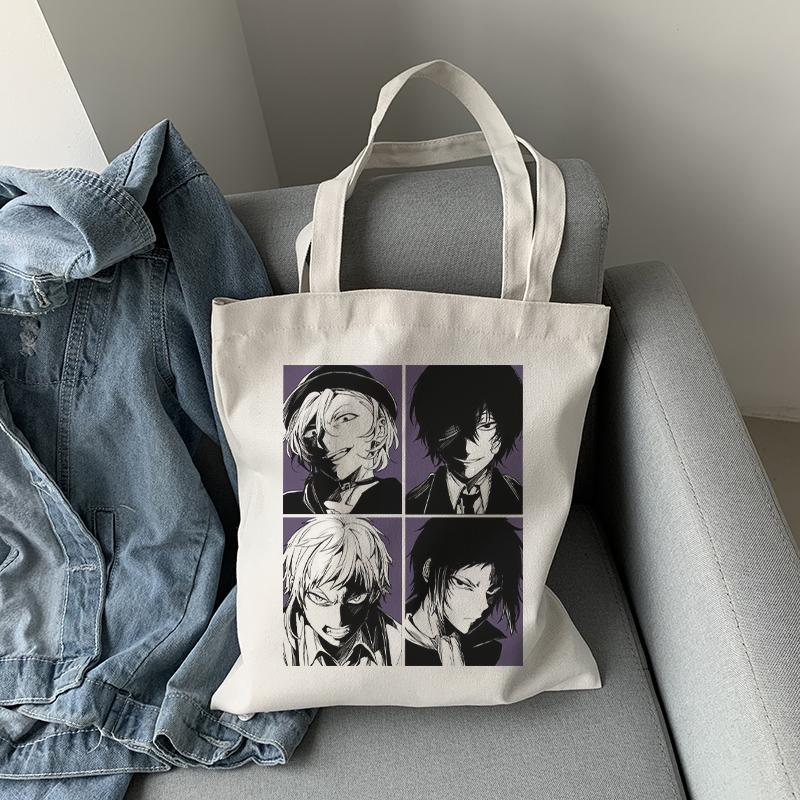 Aidegou19 Bungo Zwerfhonden schoudertas Nakajima Atsushi vrouwen casual Tote hiphop y2k shopper tassen Japanse anime dazai osamu canvas tas 24*26cm