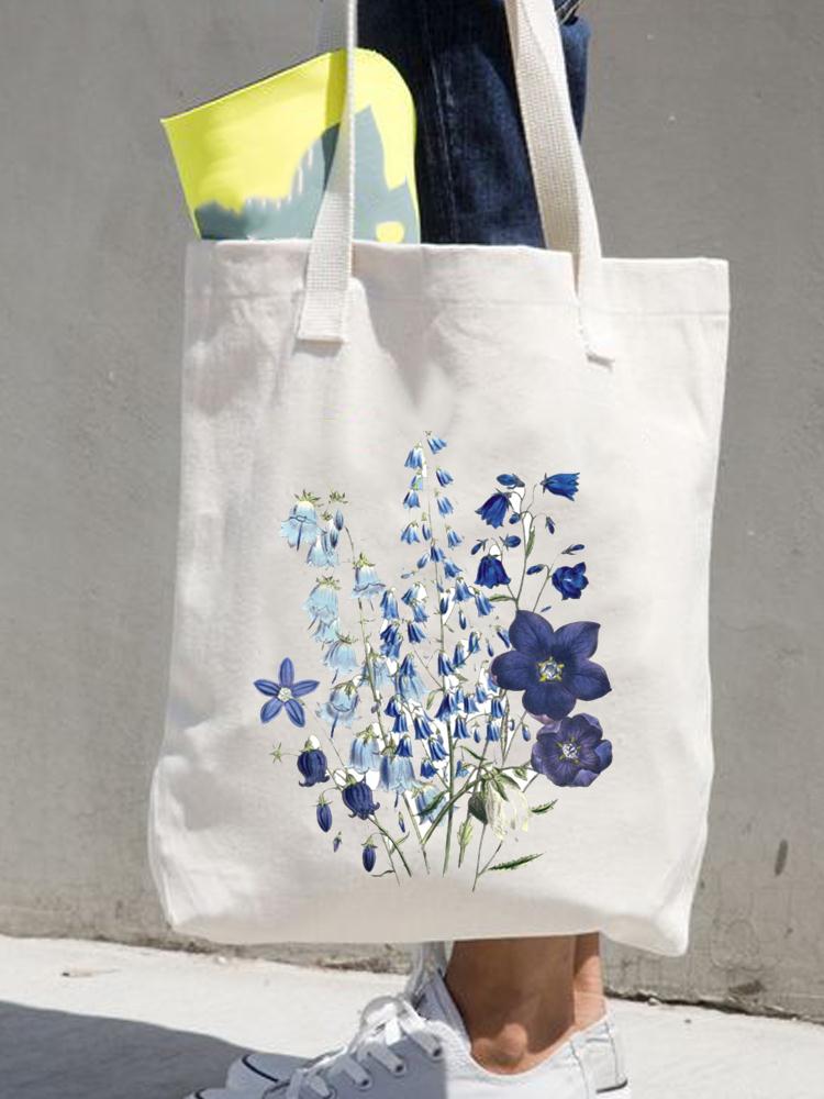 Aidegou2 Vrouwen Print Shopper Casual Shopping Handtassen Vrouwelijke Schouder Mode 90s Stijl Bloem Bloemen Meisjes Grafische Canvas Tote Bag 24*26cm