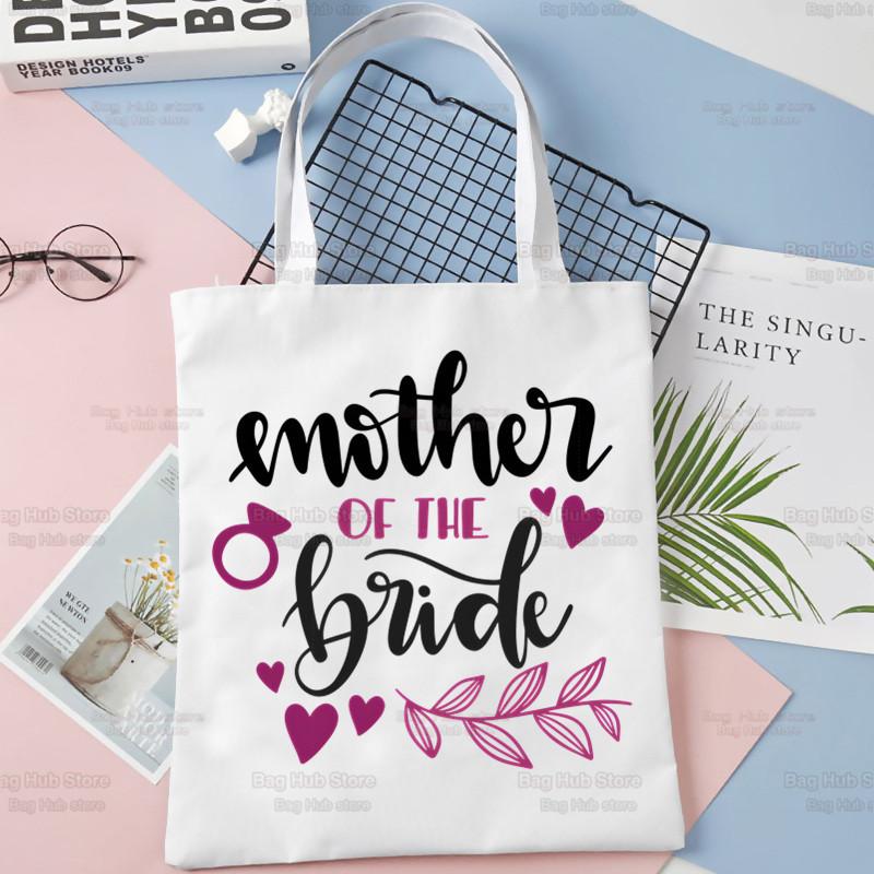 Iaidegou-1 Vrijgezellenfeest Decoratie Bruiloft Ulzzang Shopper Tas Canvas Bruidsteam Draagtas Bruid Als Handtassen Vrijgezellenfeest Schoudertassen 24*26cm