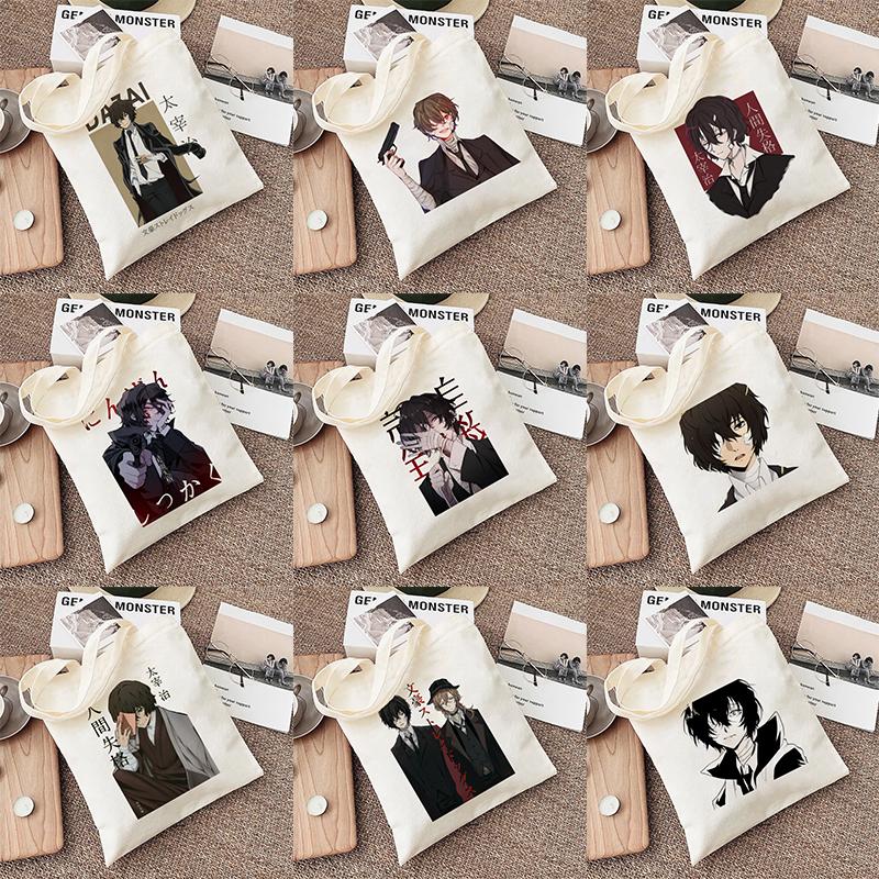 Aidegou13 Japan Anime Bungou Zwerfhonden Chuuya Vrouwen Canvas Tas Nakahara Osamu Dazai Handtassen Tote Schoudertassen Casual Winkelen Handtas 24*26cm