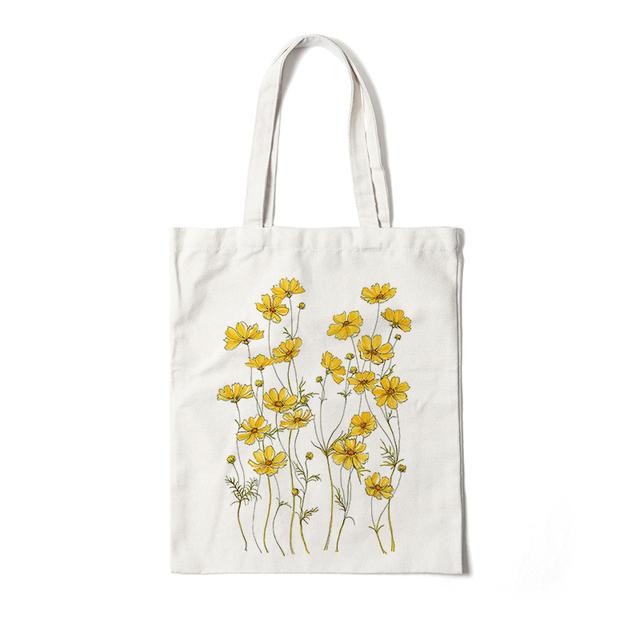 Aidegou13 Bloemen Canvas Shopping Tassen Totebag Schoudertassen Voor Vrouwen Bloemen Daisy Lavendel Rose Garden Eco Herbruikbare Leuke School Tote Bag 24*26cm