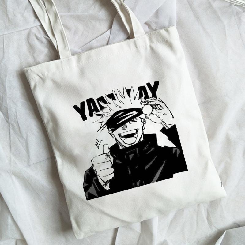 Aidegou13 Hete Japanse Anime Jujutsu Kaisen Tote Bag Shopping Bag Harajuku Unisex Casual Handtas Shopper Schoudertassen Canvas Tas Vrouwen 24*26cm