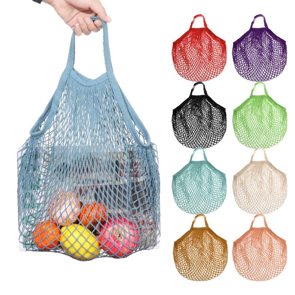 ShipaMee Visnet Shopping String Herbruikbare geweven net Tote Mesh Bag Storage Handtas Tote Net Turtle Bags white-Long