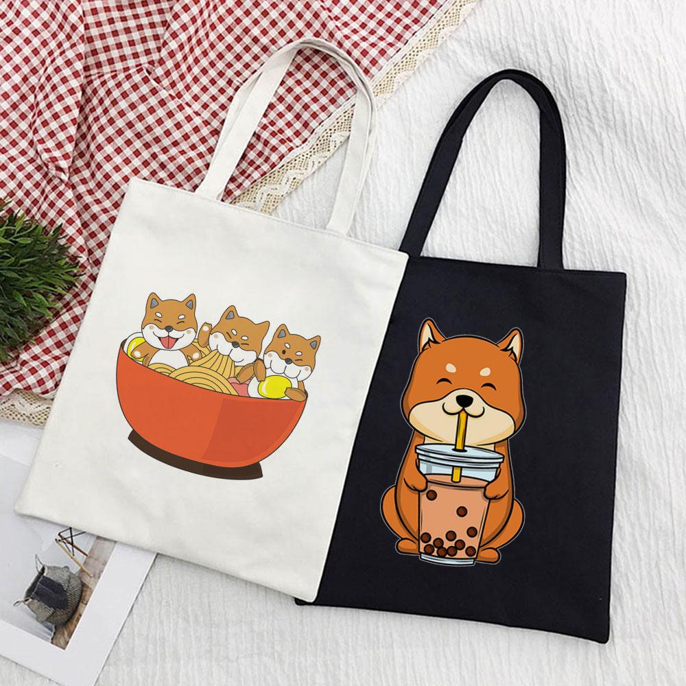 Iaidegou-2 Japanse Ulzzang Leuke Shiba Inu Cartoon Harajuku Vrouwen Tas Casual Schooltas Y2k Schouder Canvas Tas Grote Capaciteit Shopper Tassen 24*26cm