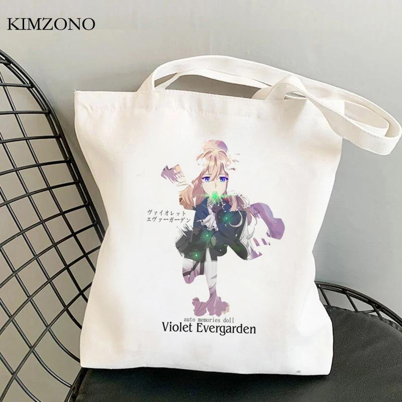 Iaidegou-2 Violet Evergarden boodschappentas katoenen shopper winkelen eco handtas tas ecobag boodschappentas doek bolsas reutilizables cabas 24*26cm