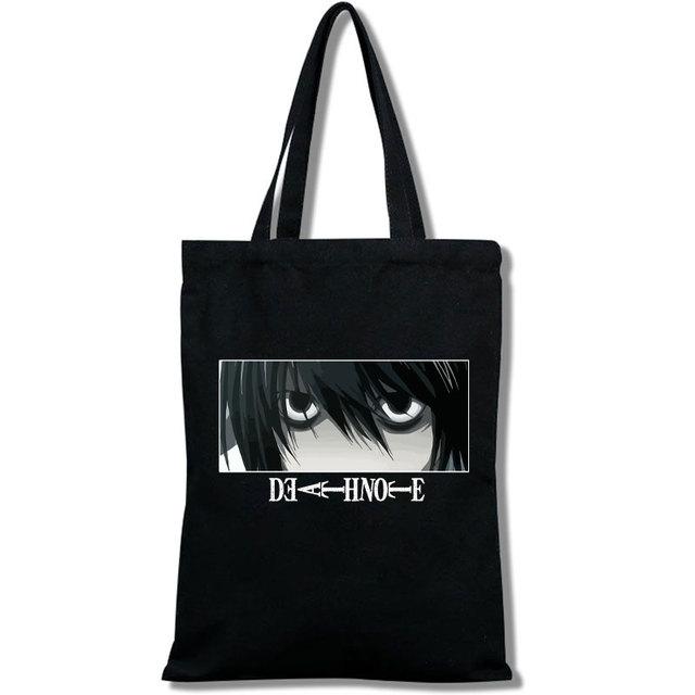 Iaidegou-2 De Death Note boodschappentas herbruikbare canvas boodschappentassen tas sacola tas aankoop sac cabas sac tissu 24*26cm